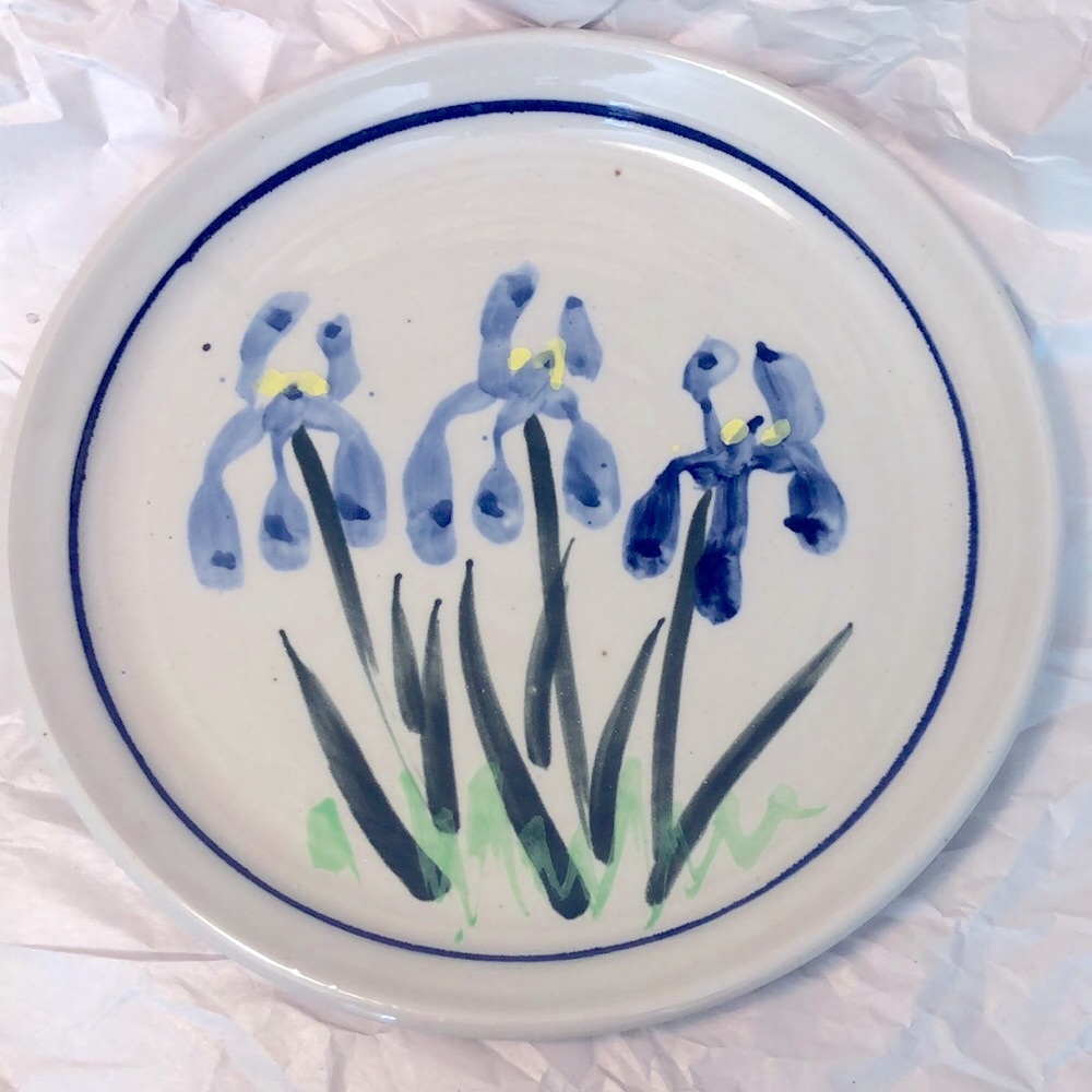 12” Studio Art Pottery Iris Plate/Platter Signed Morrison 11-94